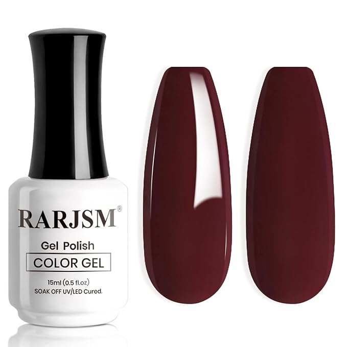 RARJSM Burgundy Gel Nail Polish 1PCS 15ML Long Lasting Opaque Milky Deep Wine Red Creamy Gelpolish Soak off U V Curing Required Nail Art French Manicure Salon DIY at Home