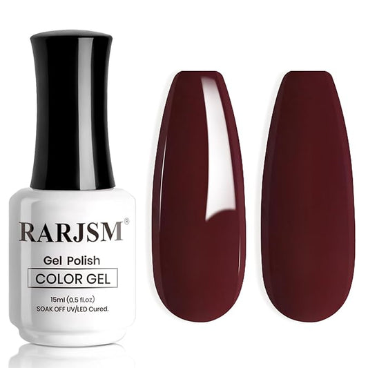 RARJSM Burgundy Gel Nail Polish 1PCS 15ML Long Lasting Opaque Milky Deep Wine Red Creamy Gelpolish Soak off U V Curing Required Nail Art French Manicure Salon DIY at Home