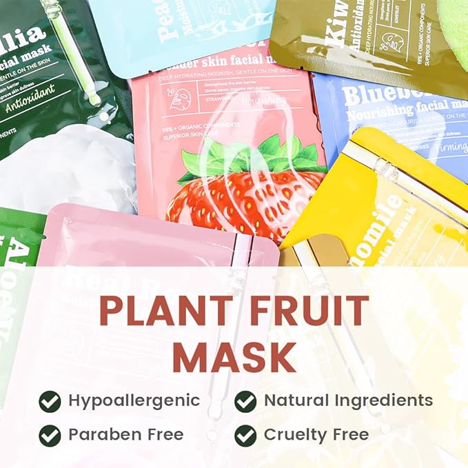 CAKAILA 8 Pack Strawberry Face Mask,Pink Face Masks Skincare Spa Day Kit Supplies,Spa Party Favors for Women,Sheet Facial Mask Skincare Gifts Set,Moisturize Soothe for All Skin Types