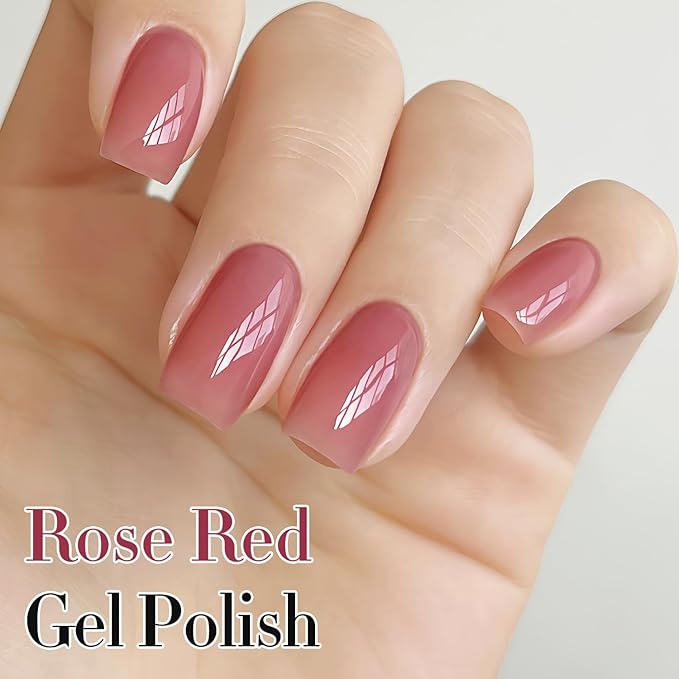 Double Rhythm Gel Polish 15ML Jelly Sheer Pastel Light Milky Color Pearl White Bottle 1 PC 0.5 OZ Full Size Nail Art Salon at Home (Rose Purple-D1373)