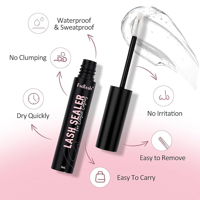 Lash Sealant for Eyelash Extensions Lash Seal Overnight Lash Sealer for Cluster Lashes Long-Lasting Retention Lash Seal Lash Overnight Sealer Eyelash Sealer Coating (Clear, 5ml)