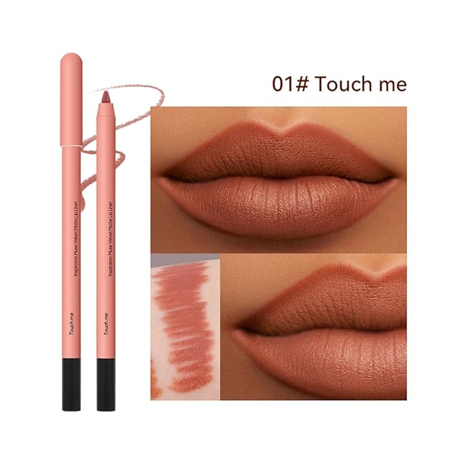 KISSIO Lip Liner,Creamy Lip Pencil,Long Lasting Lip Liner with Sharpener,Matte Finish,Smooth and Soft,Non-Dry,Easy to Use,Cruelty free,0.02 oz,01 Touch me