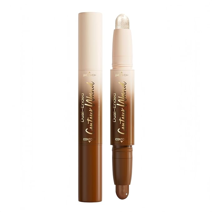 MAEPEOR Contour Highlighter Stick 2 in 1 Smooth Natural Glow Cream Bronzer and Highlighter Stick Long Lasting Non-greasy and Non-drying Brightening Pen (05 Universal)