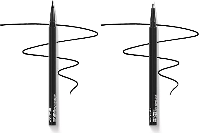 wet n wild Breakup Proof Liquid Eyeliner - Ultra-Fine Brush, Waterproof, Long-Lasting - Cruelty-Free & Vegan - Ultra Black (Pack of 2)