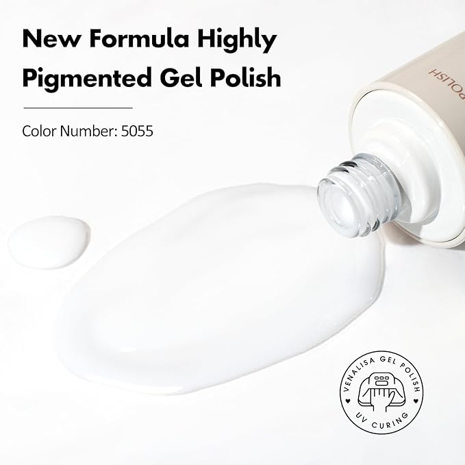 VENALISA Milky White Gel Nail Polish, 1 Pcs Jelly White Gel Polish Color High Gloss Soak Off U V Nail Manicure Salon and DIY at Home Gifts for Women
