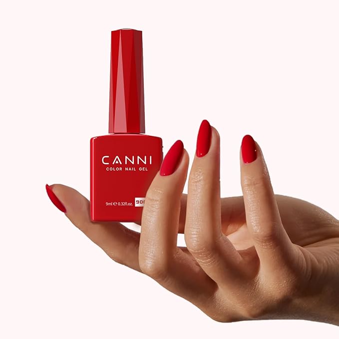 CANNI Red Gel Nail Polish - 1Pcs Bright Red Gel Polish High Gloss Soak Off U V Nail Manicure Salon DIY