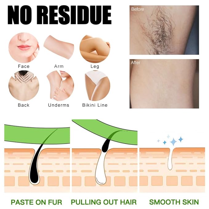 Wax Strips 100 Strips Removal Waxing Strips Patch/Patches Hair Body wax strips for Hair Removal at Home for Men and Women Depilatory Patch 100 Wax Strips + 24 Calming Oil Wipes