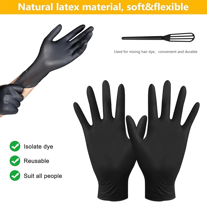 DINTSTYLE 26PCS Hair Dye Coloring Kit, Professional Hair Bleach Kit, Hair Coloring Products, Gloves, Storage Bag, Rubber Band, Shawl, Clips, Brush, Bowl, Ear Cap, Mixing Spoon, Black
