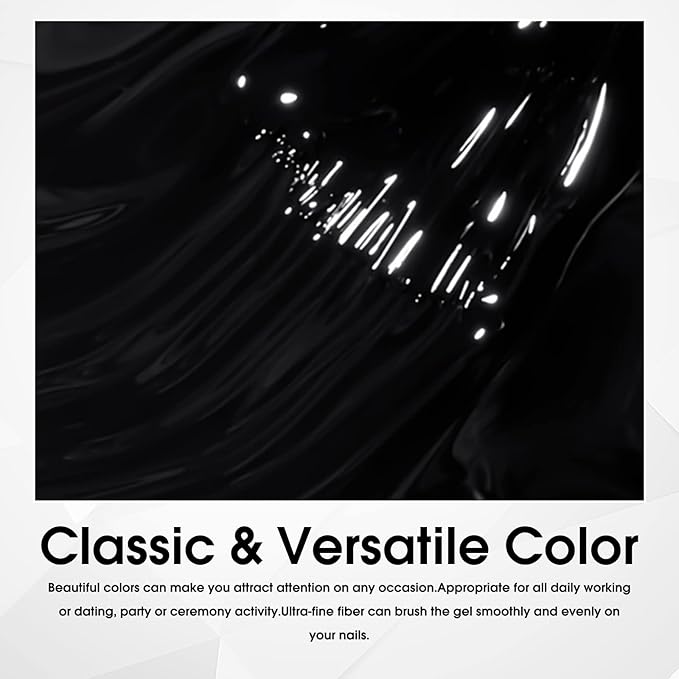 VENALISA Gel Nail Polish, 12ml Black Color Soak Off UV LED Nail Gel Polish Nail Art Starter Manicure Salon DIY at Home, 0.43 OZ