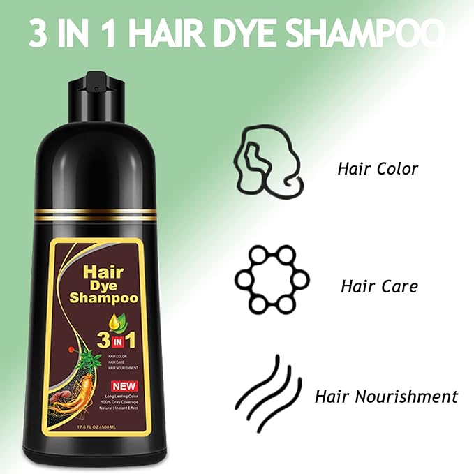 Agthyuve Hair Dye Shampoo 3 in 1, Light Brown Hair Dye 16.9 FL Oz, Hair Shampoo, Semi-Permanent Hair Color Shampoo, Lasts 30 Days (Light Brown)