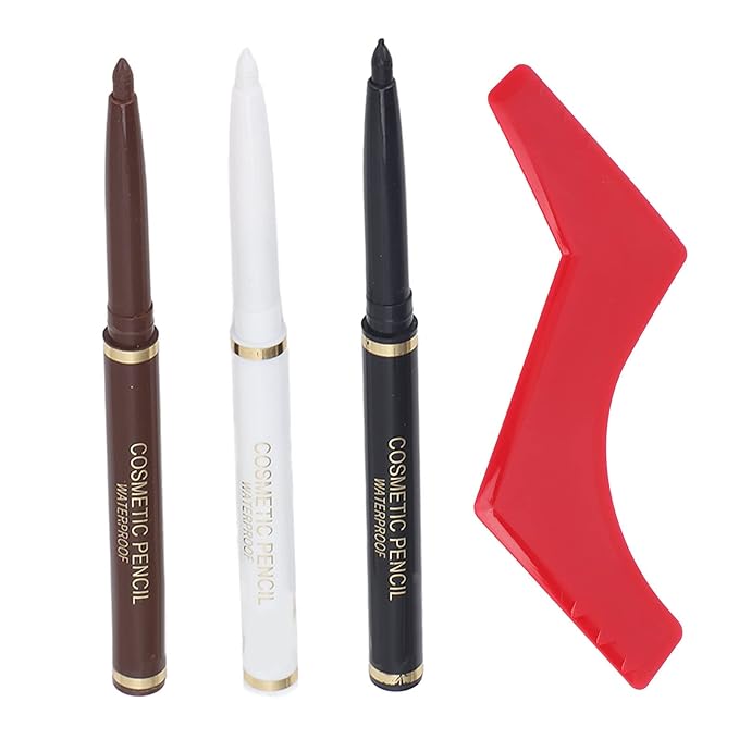 Beard Pencil Filler Set water proof Sweatproof Beard Shaping Tool Stencil Template for Men with 3 Pencils and 1 Shaper Ergonomic Design Perfect Contour Red Color