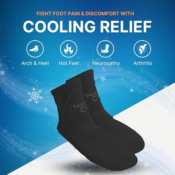NatraCure Cold Therapy Socks - Reusable Gel Ice Frozen Slippers for Feet, Heels, Swelling, Edema, Arch, Chemotherapy, Arthritis, Neuropathy, Plantar Fasciitis, Post Partum Foot - Size: Large