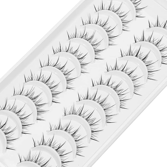 outopen Manga Lashes with Clear Band Japanese Anime Cosplay Eyelashes Asian False Eyelashes Natural Look Like Individual Clusters(B02-Asian Style | 9-13MM)
