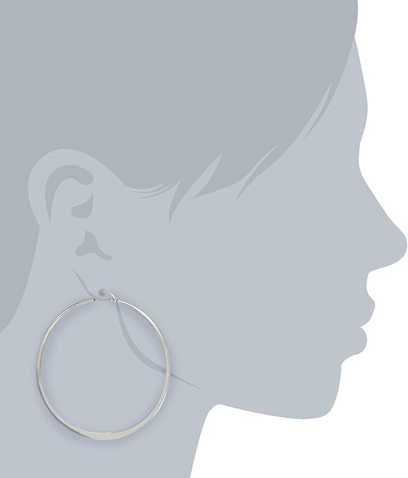 Amazon Essentials Gold Plated or Stainless Steel Flattened Hoop Earrings