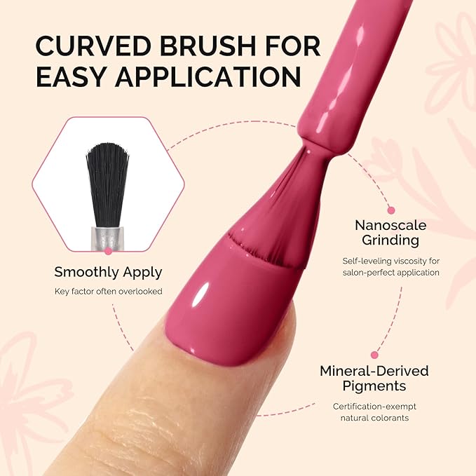 MelodySusie Fleurwee Plant Based Gel Nail Polish, Hema Free Hot Pink Nail Polish, Soak Off UV LED Gel Polish Gift for Women 21 Non Toxic Long Lasting Nail Art Manicure Salon DIY at Home B1601