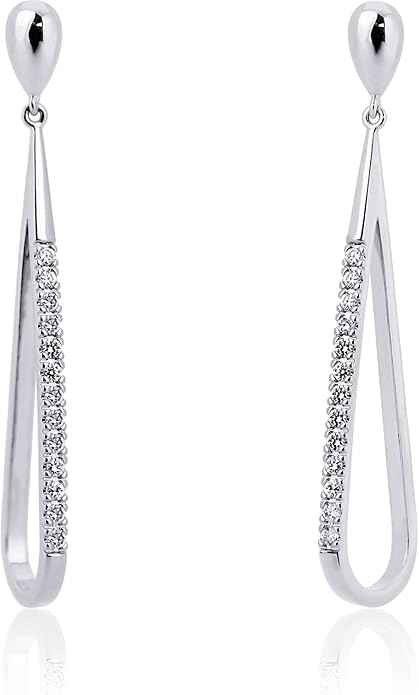 OZEL 14K Gold & Silver Plated Paperclip Chain Earrings with Cubic Zirconia – Dangle, Hoop, Huggie, Stud Styles – Women’s Fashion Jewelry Gift