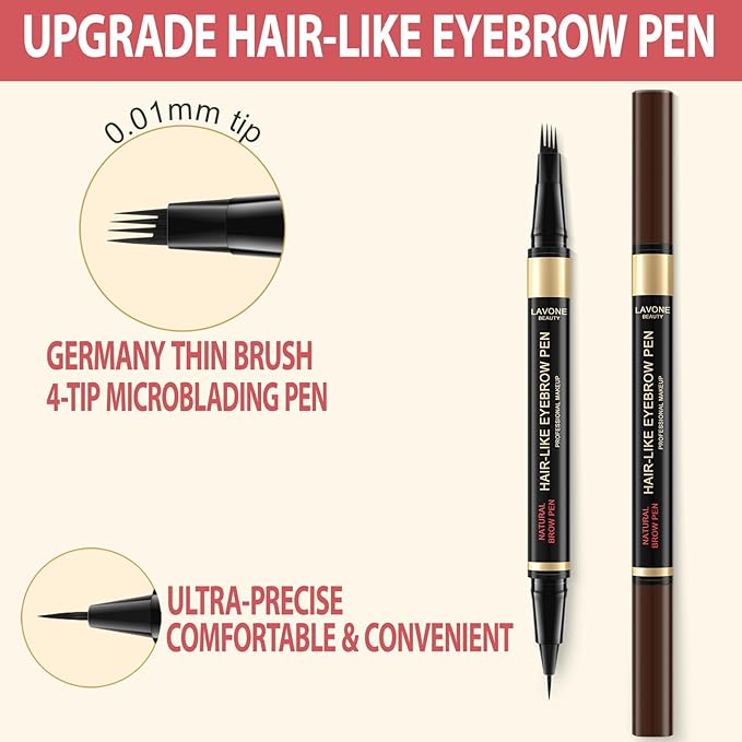 Eyebrow Pencil Kit, with Microblading Eyebrow Pen, Eyebrow Gel, Eyeliner, Eyebrow Brush, Eyebrow Pencils for Women, Waterproof, Smudge Proof, Long Lasting Makeup Formula - Dark Coffee