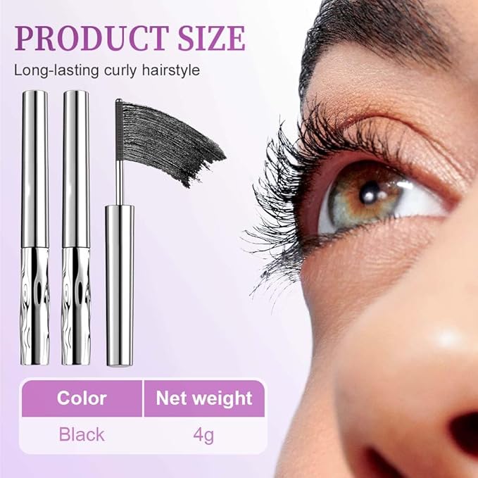 Iron Wand Mascara, Waterproof Metal Wand Mascara Volume and Length, Brushless Mascaras for Long-lasting No Clumping 3D Curling Eyelash (Black & Brown)