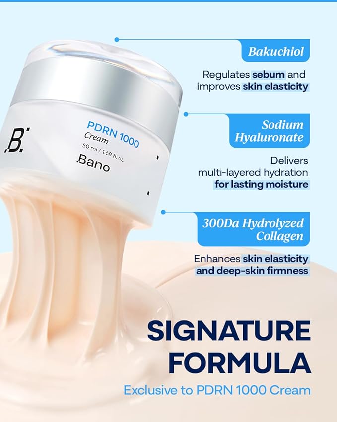 Bano PDRN Skin Care Set - PDRN Firming Cream & Serum Set with Hyaluronic Acid & Peptides | Collagen Cream with Bakuchiol | Face Moisturizer for Sensitive Skin | Korean Skin Care | Fragrance-Free