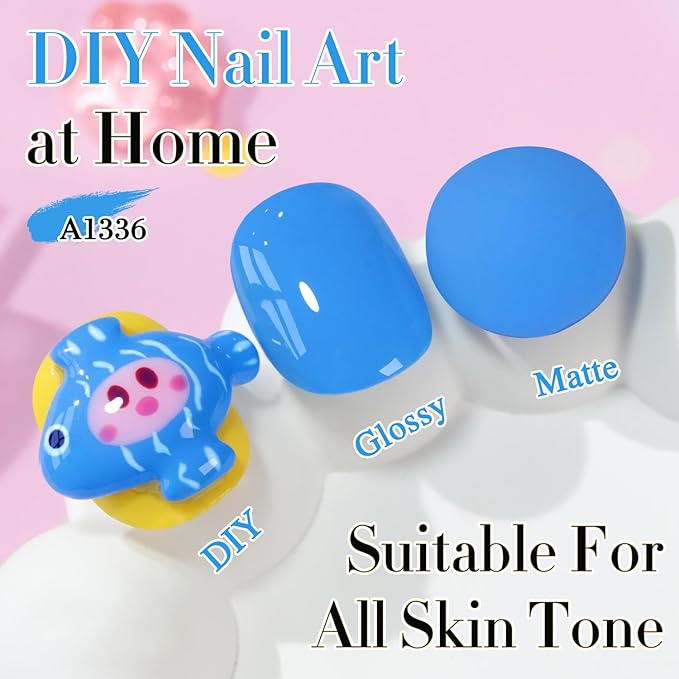 Double Rhythm 0.50 OZ Gel Polish Same Color Same Bottle Golden Round Hema Free Neutral Natural Milky 15 ML Jelly UV Polish Art DIY at Home (Blue-C1336)