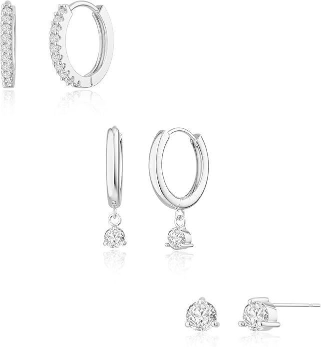 Freekiss 3 Pairs Gold Hoop Earrings Set: Dainty Stud Earrings Trendy Small 14K Gold Plated Hypoallergenic Dangle Cartilage Huggie Hoop Earrings for Women Gold Jewelry for Women Gifts