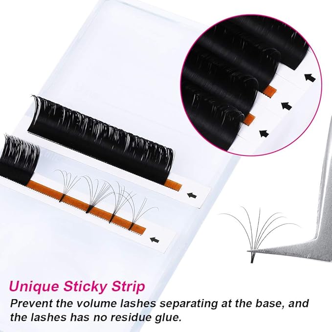 Eyelash Extension B Curl Easy Fan Volume Lashes 0.03-0.10mm Faux Mink Lash Extension Matte Self Fanning Blooming Lashes 8-30mm Supplies (0.07-B, 8-14mm Mixed Tray)