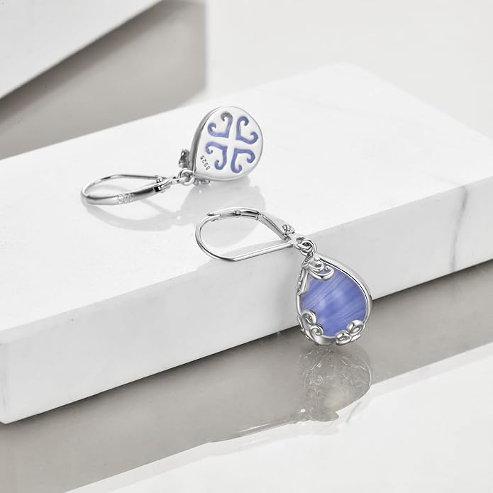 POPLYKE Celtic Filigree Teardrop Drop Dangle Earrings Sterling Silver Leverback Earrings Jewelry for Women