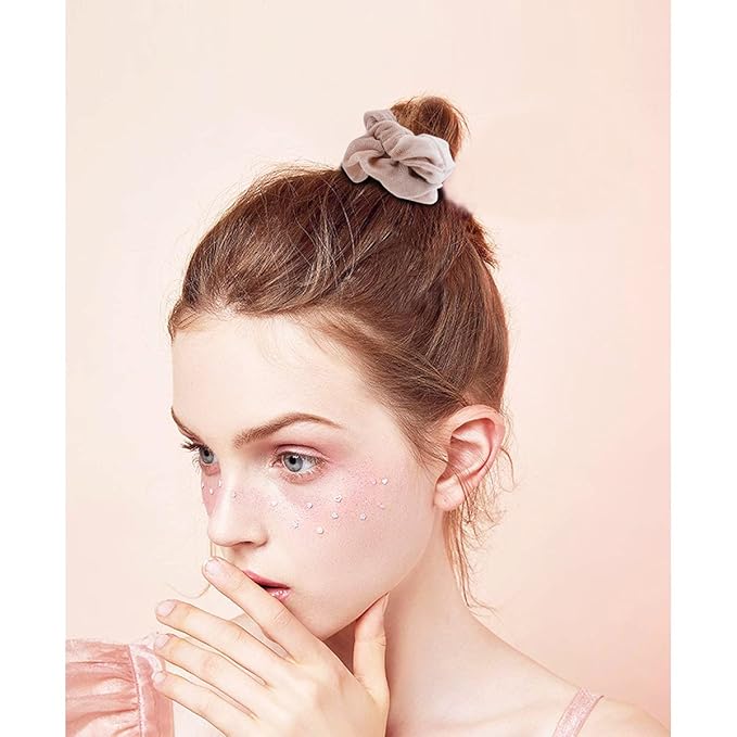 Didder 20 Pcs Light Khaki Velvet Scrunchies, Soft Elastic Hair Ties for Women & Girls