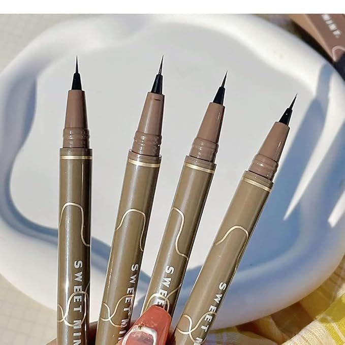 Quick-Drying Waterproof Superfine Eyeliner Pen, 4pcs Hyper Easy Liquid Pen No-Skip Waterproof Very Fine Eyeliner Makeup Long Lasting High Pigmented Smudge Proof Formula (4PCS/Black)