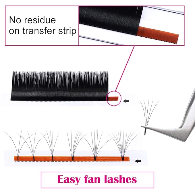 Mega Volume Lash Extensions 0.03-0.10mm C D CC DD L Curl 8-30mm Length Easy Fan Volume Lashes Self Fanning Eyelash Extensions 2D-20D (0.03-CC, 9-17mm Mix)