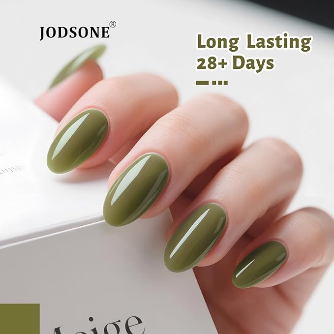 JODSONE Moss Green Gel Nail Polish 10ml LED Gel Polish Olive Green Nail Color Long-Lasting Professional Finish Easy to Apply Low Odor Need U V Lamp Curing
