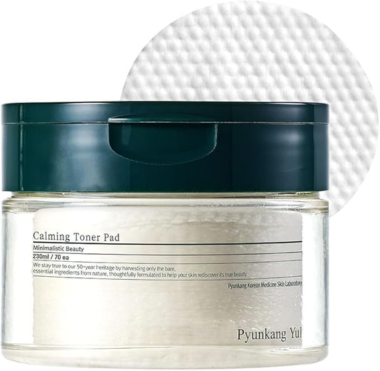 Pyunkang Yul PKY Calming Toner Pad with Tea Tree, 5 Hyaluronic Acids, Removes Dead Skin Cells, Moisturizes, Korean Face Skin Care, Acne Prone & Sensitive Skin, Double-Sided Pad 7.7 fl.oz 70ea