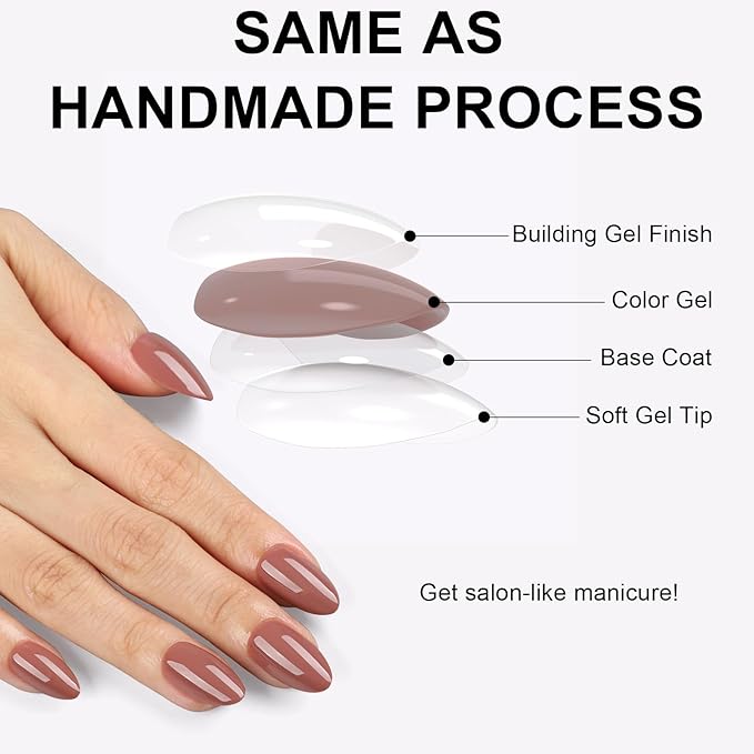 Light Maroon Press On Fall Nails Short 16 Sizes 32pcs, Almond Fake Nails Glossy, Nail Glue Included (Withered Rose)