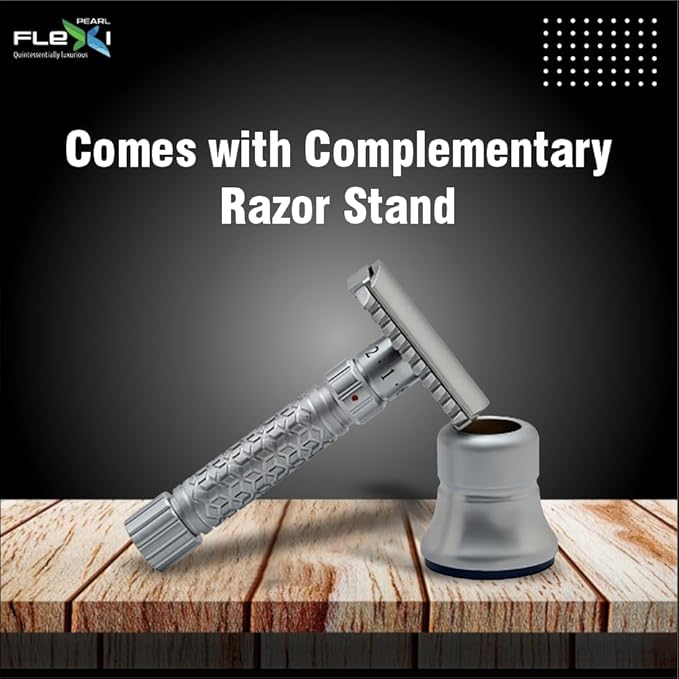 Pearl Flexi Open Comb Adjustable Safety Razor - Made of 100% Brass Metal | Adjustable from 1 to 6 | Men's Shaving Razor for Fathers Day Gift