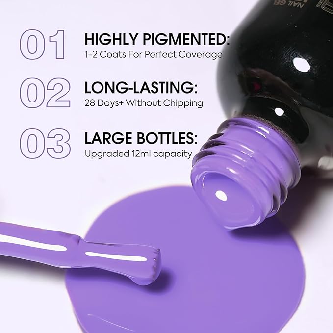 VENALISA Purple Gel Nail Polish 1 Pcs 12ml Purple Color Gel Polish Soak Off UV Salon Manicure DIY at Home Nail Art For Girls Women