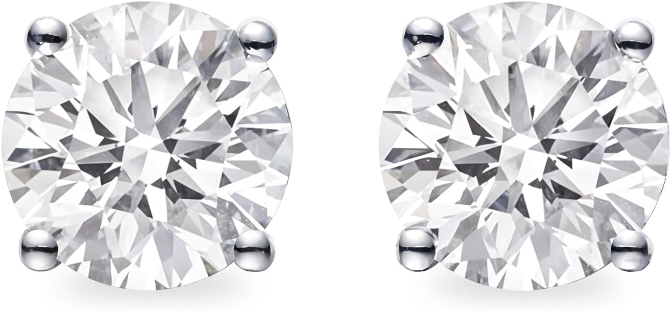 IGI Certified LAB-GROWN Round Cut Diamond Earrings 4 Prong (D-F Color, VS Clarity) Diamond Stud Earrings for Women, Elegant Stud Earrings