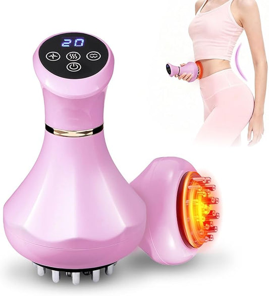 FUFADADE Lymphatic Drainage Massager,4-in-1 Electric Body Sculpting Brush,Helps Reduce Stretch Marks&Cellulite for Relaxation,Multi-Speed Anti Cellulite Massage Tool for Belly Legs Arms(Pink)