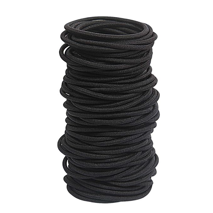 120 pcs Black Hair Elastic for Thick and Curly No Metal Hair Ties Value Pack (3mm)