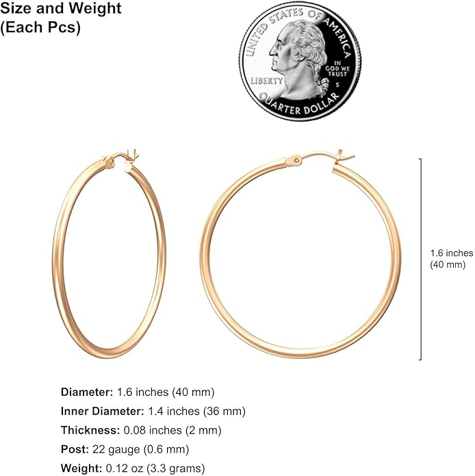 Gacimy Gold Hoop Earrings for Women 14K Real Gold Plated Hoops with 925 Sterling Silver Post