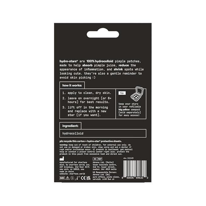 Starface Black Star BIG PACK, Hydrocolloid Pimple Patches, Absorb Fluid and Reduce Redness, Cute Star Shape, Cruelty-Free Skincare (96 Count)