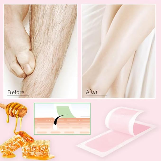 Wax Strips 60 Strips body wax strips Wax Strips for Hair Removal Facial Hair Removal for Women Waxing Kit for Face, Body, Arms, Legs, Chest, Back, Bikini & Brazilian 6 bagsCalming Oil Wipes (60)
