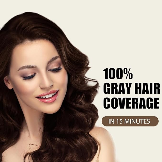 Farndu Dark Brown Hair Dye Shampoo, 3 in 1 Instant Hair Color with 15 Min Gray Coverage, Natural Semi-Permanent Herbal Shampoo for Men & Women