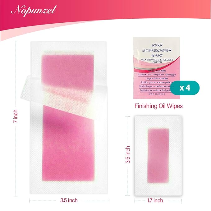 Wax Strips: 64 Waxing Strips - Hair Removal Wax - Brazilian Waxing - Waxing Kit for Women - Body Legs Arms Chest Bikini Back - Wax Kit At Home for Hair Removal - 4 Calming Oil Wipes - 2 sizes