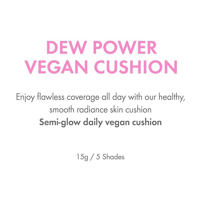 Amuse SEOUL DEW POWER VEGAN CUSHION FOUNDATION (02 HEALTHY) | Dewy, glow, long-lasting, double coverage, clean beauty, lightweight, natural look, foundation for sensitive skin, hydrating cushion