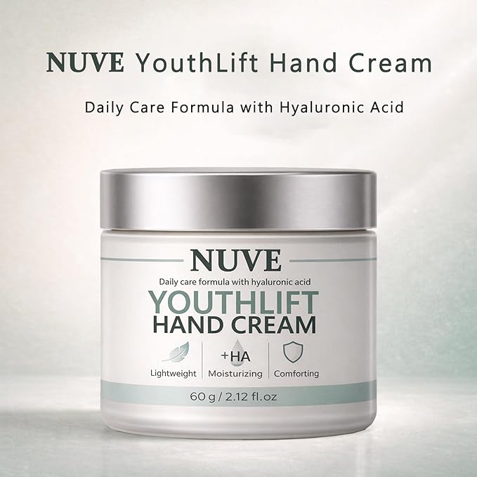 Nuve Youthlift Hand Cream – Hydrating & Nourishing Hand Moisturizer with Hyaluronic Acid, Vitamin C & Retinol – Fast Absorbing, Non-Greasy – Supports Smooth-Looking Texture & Tone – 1 Tube (1)