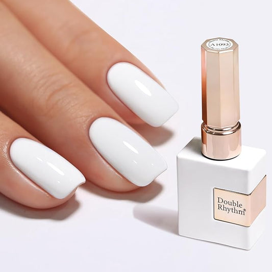 Double Rhythm 15ML Gel Nail Polish Pure Sheer Same Color Same Bottle Soak Off Gel Polish Art Manicure Salon DIY at Home for Women (White-A1093)