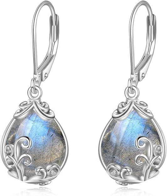 POPLYKE Celtic Filigree Teardrop Drop Dangle Earrings Sterling Silver Leverback Earrings Jewelry for Women