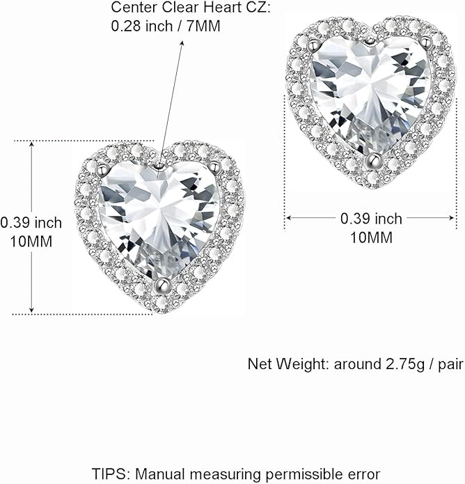 YOMELA Cubic Zirconia Earrings Studs, Halo CZ Birthstone Simulated Diamond Stud Earrings for Women