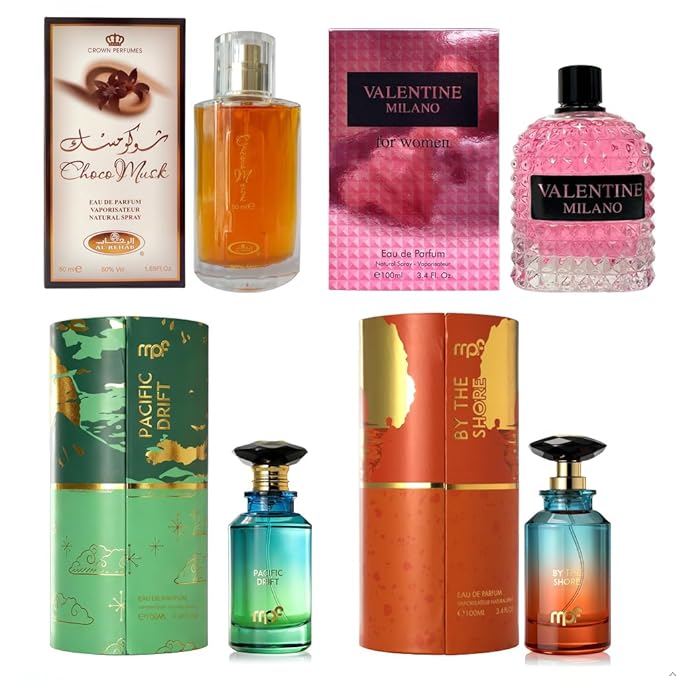 AFLUXE Women’s Perfume Set 4PCS Eau de Parfum for Women Long Lasting Womens Perfume Collection Combo Perfume C AF-Choco Musk/AF-Milano Women/AF-By The Shore/AF-Pacific Drift