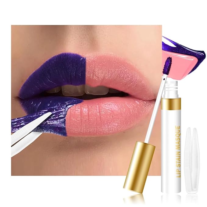 evpct Peachy Rosee Peel Off Lip Stain Tints with Tweezer, Matte Lipstick Lip Stain Long Lasting Waterproof for Women, Non-stick Cup Lipstick Peel Off High Pigmented 24 Hours Original Lips Stains, 08